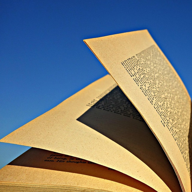 open book pages blue